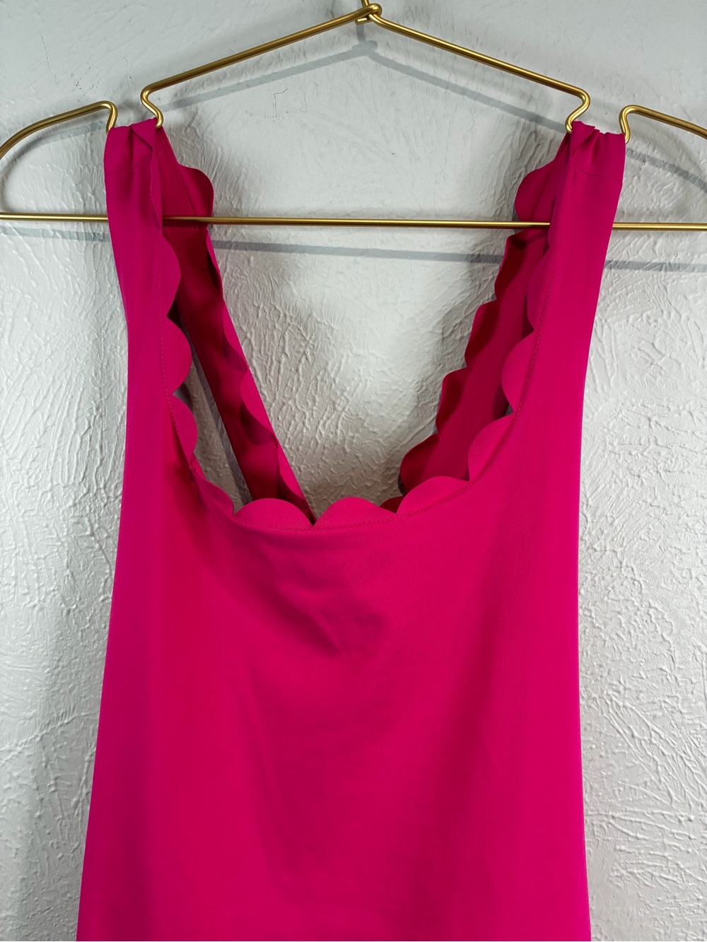 Women’s J. Crew Hot Pink Scalloped Sleeveless Dress - size XS - Picture 12 of 14